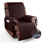 KinCam 100% Waterproof Recliner Chair Cover, Reclining Couch Covers for Pets, Dogs, Recliner Couch Slipcover Furniture Protector with Elastic Straps for Kids(23.6", Coffee)