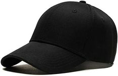 Yizhichu19900502 Men Women Plain Cotton Structured Baseball Cap Adjustable Strapback 6 Panel Hat (Black)