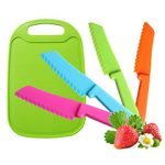 Jatidne 4 Pieces Toddler Knife for Chopping Kids Knife with Chopping Board Safety Knife Set