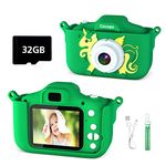 Cocopa Kids Camera Digital Camera for 3-12 Year Old Girls,1080P HD Video Camera for Kids with 32GB SD Card/2 Inch IPS Screen, Birthday Christmas Toy Gifts for 3 4 5 6 7 8 Year Old Girls (Green)