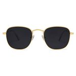 SOJOS Small Square Polarized Sunglasses for Women Men Classic Vintage Retro Style SJ1143 with Gold Frame/Grey Lens