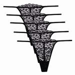 UWOCEKA Lace Thongs for Women, Pack 5 Sexy Low Waist See Through G String Ladies Underwear Panties(XL)