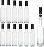 Encheng 12 oz Glass Bottles with Cork Lids,Home Brewing Bottles Juicing Bottles with Caps,Clear Beveage Bottles for Sparkling Wine,Kefir,Food Storage,Leak Proof,Dishware Safe,12Pack