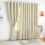 Story@Home Azurio Room Darkening Door Curtain 7 Feet Long Set of 2 Stripes Print Jacquard Curtain for Living Rooms, bedrooms, Halls, Effectively Block Light & Enhance Privacy 116 x 215 cm, Cream