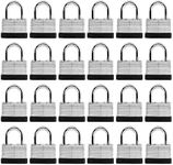 SafiSwords 24-Pack Keyed Alike Laminated Steel Padlocks Keys, 1-3/4" Wide, Heavy Duty Pad Lock Set with Same Keys