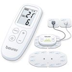 Beurer EM70 Wireless Digital TENS & EMS Device, Drug-Free Pain Relief And Muscle Rehabilitation, 4 Self-Sadhesive Electrodes, 19 Pre-Set Programmes, Remote Control