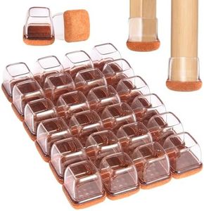 YTEACIUL Square Chair Leg Floor Protectors Large 24Pcs,Silicone Chair Leg Protectors for Hardwood Floors/Tiles,Clear 360°Wrapped Felt Bottom to Prevent Scratch and Reduce Noise