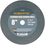 POWERTEC 15522 Aluminum Oxide Grinding Wheel 100 Grit, 8" x 1" with 5/8" Arbor