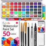 Funcils Water Colour Paint Set - Watercolor Paint Set for Kids, Adults, Beginners | 50 Artist Quality Professional Watercolor Paint Kit - Watercolour Paint Palette, Painting Art Supplies for Adults