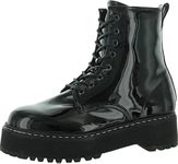 Steve Madden Women's Bettyy1 Combat Boot, Black Patent, 7.5