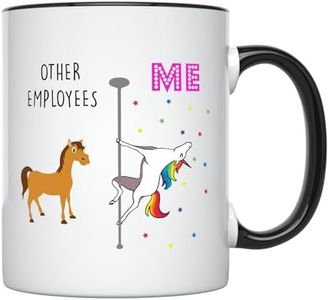 YouNique Designs Employee Mug, 11 Ounces, Unicorn Mug, Employee Appreciation Gifts, Thank You Gifts Employee (Black Handle)