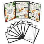 Kurtzy Triple Fold A4 Menu Covers (10 Pack) - 3 Fold Double View American Style Menu Holders - Black Trifold Clear Menu Covers with Corner Protectors - For Restaurants, Bars, Cafes, Food & Drink