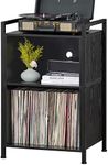 YAHARBO Turntable Stand, Record Player Stand, 3-Shelf Black Vinyl Record Holder with Storage, Vintage Record Stand Holds Up to 180 Albums, Record Table with Handle for Living Room, Bedroom, Office