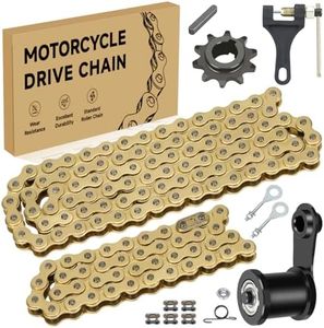 CILOYU 420 Gold Chain with Chain Tensioner for Coleman Mini Bike BT200X CT200U CT200U-EX Baja Warrior Massimo Heat MB200 Predator 212 196cc 6.5HP Powersports Parts Jackshaft 42 Links and Rear 90 Links