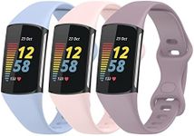 Gheper 3 Pack Slim fit Bands Compatible with Fitbit Charge 6/Charge 5 Smartwatch Bracelet Soft Silicone Replacement Sport Wristband Straps for Women Men