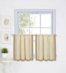 Elrene Home Fashions 026865775150 Mitered Border Rod Pocket Kitchen/Cafe Tier Window Curtain, Set of 2, 30" x 36", Linen