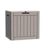 Deck Box 30 Gallon Outdoor Storage Box for Food Deliveries, Patio Tools, Outdoor Cushions & Pillows, Garden Supplies, Pet Stuff and Pool Accessories, Taupe (Delivery Sign & Lock Included)