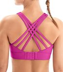 IUGA Sports Bras for Women High Support Large Bust High Impact Womens Sports Bras Strappy Padded Sports Bra Violet Red