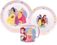 Princess Cartoon Character Dinner Tableware Set 3pcs Plate, Bowl & Mug, BPA Free re-usable Plastic Microwave Safe (Princess)