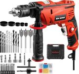 Enventor Hammer Drill, 900W 0-3000RPM Electric Corded Hammer Drill, Variable Speed, 13mm Chuck, 360° Auxiliary Handle, with 36pcs Accessories for Concrete, Iron Plate, Masonry and Wood