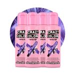 Crazy Color Vibrant Hot Purple Semi-Permanent 4 Pack Quad Hair Dye. Highly Pigmented Royal Purple Conditioning & Oil Nourishing Vegan Formula No Bleach or Ammonia 400ml