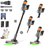 Cordless Vacuum Cleaner, 500W 40KPa 120Mins Runtime with 2 Batteries Black