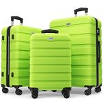 Luggage Sets 3 Piece AnyZip PC ABS Hardside Suitcase with 4 Universal Wheels TSA Lock Carry On 20 24 28 Inch (Apple Green)