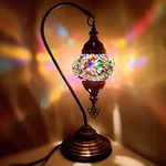 World Home Living Handmade Bronze Turkish Moroccan Arabian Eastern Bohemian Tiffany Style Bedside Glass Mosaic Beautiful Table Desk Lamp Lamps Light - UK Tested and Approved (14)