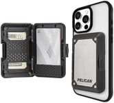 Pelican iPhone MagSafe Wallet with RFID Blocking| Military STD Snap-On Magnetic Phone Wallet for Cash & Phone Card Holder | Detachable Hard Case Wallet for iPhone Pro Max 16/15/14/13 |Brushed Titanium