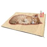 YUDANSI Non Slip Self Heating Pet Pad,No Electric Self Pet Heat Calming Cat Blanket,Soft Bed Warming Mat Ideal for Indoor Outdoor Kitten Puppy Cats Dogs in Cold Winter 60 cm X 45 cm (Brown beige)