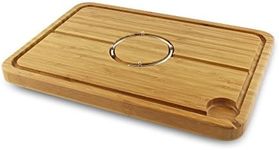 Deluxe Spiked Bamboo Wooden Roast Joint Carving & Cutting Board 40 x 28cm, Brown