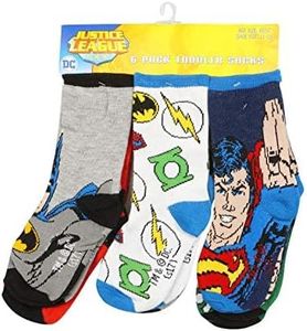 Justice League 6 Pack Toddler Socks - Features Batman, Superman, Green Lantern, and the Flash (2T/3T)