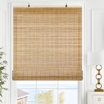 LazBlinds Cordless Bamboo Blinds, Bamboo Roll Up Shades for Windows, Light Filtering Hanging Window Blinds, Bamboo Shades for Patio Indoor/Outdoor Porch - Blinds Size: 34 1/5'' W x 72'' H, Brown206