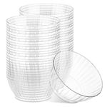 PLASTICPRO 50 Pack Small Plastic Bowls Crystal Like 6 oz Bowls Elegant Clear Plastic Bowls for Party and Occasions