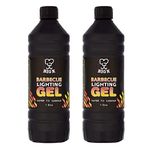 Pack of 2 Big K Barbeque Firelighter Odourless Gel - BBQs, Firepits- Fires & Log Burners - Camping Grill - Bonfire - Ethanol Burners - 1000ml With Unique Topline Card.