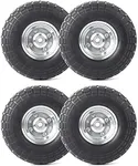 AR-PRO 4.10/3.50-4" Flat Free Tire and Wheel (4-Pack) - 10 Inch Solid Rubber Tires with 5/8" Bearings, 2.2" Offset Hub - Compatible with Garden Wagon Carts,Hand Truck,Wheelbarrow,Dolly,Utility Cart