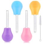 Large Pipettes for Children, 4 Pcs Colorful Pippets Dropper for Kids Jumbo Silicone Pipettes Droppers with Brush Plastic Pipettes Water Play Toys Sensory Toys for Kids