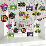 30 Pieces 90s Theme Party Decorations, Colorful 1990's Hip Hop Throwback Birthday Party Hanging Swirls Ceiling Decor for 1990's Birthday Party Rock Hippie Party 90s Disco Retro Party Supplies