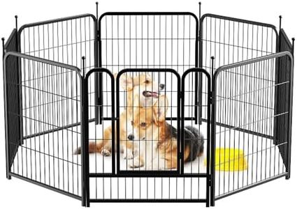 PawGiant Dog Fence Playpen 24”/32”/40” Indoor Outdoor for Small/Medium/Large Dogs, Metal Pet Puppy Cat Exercise Fencing Gate Crate Cage Outside RV, Camping, Yard, Garden