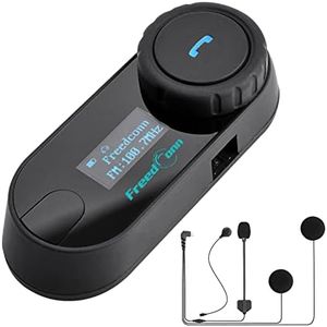 Bluetooth Motorcycle Headset FreedConn T-COM SC BT5.0 Helmet Intercom System with Music Sharing for Motorbike/3 Riders Paring/800M 2 Riders Talking Simultaneously with Hard/Soft Mic Cord