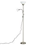 MiniSun Modern Brushed Chrome 2 Way Mother/Father Parent & Child Uplighter Spotlight Design Floor Lamp - Complete with a 2 x LED Bulbs [3000K Warm White]