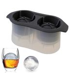 KARP Large Sphere Ice Cube Trays - Leak-Free 2.5" Round Ice Ball Maker for Whiskey, Cocktails, and More - 2 Cavity - (1 Pack)