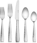 Hudson Essentials 60-Piece Hammered 18/10 Stainless Steel Silverware Cutlery Set, Flatware Service for 12