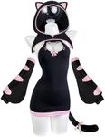 KORURACLUB Sexy Cat Maid Outfit Womens Lingerie Set Kitten Cat Claw Cosplay Sexy Sweater lingerie animal Cosplay lingerie (Black Tabby, L-2XL)