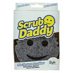 Scrub Daddy Style Dish Sponge, Smiley Face Sponges for Cleaning & Washing Up - Kitchen Non Scratch Scourers with FlexTexture Firm & Soft Scrubbing, Dishwashing Scrubber - Grey