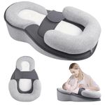 Delousiber Baby Wedge Pillow for Newborn, Baby Feeding Pillow with Adjustable Safety Strap, Reflux Breastfeeding Nursing Pillow for Reducing Spit-Up, Bottle Feeding Support for Newborn