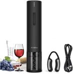 Ataller Rechargeable Electric Wine Bottle Openers, Cordless Automatic Wine Corkscrews Opener with Foil Cutter and USB Charging Cable, Black