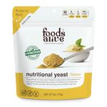 Foods Alive Nutritional Yeast Flakes | Non-Fortified, Plant Based Protein, Vegan Cheese Powder Substitute, Versatile Seasoning for a Wide Range of Dishes