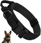 Tactical Dog Collar with Handle, Military Dog Collar, Heavy Duty Collars for Medium and Large Dogs Breeds, Adjustable Heavy Duty Collar, Dog Collars Large Breeds (Black, X-Large(21-24.5) Inch)