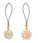 ONCRO® Pack of 2 Lucky Daisy Cute Flower pendant phone charms aesthetic for girls women backpack hanging keychain key ring gold accessories necklace bracelet clasp thread Ornament decor Smart combo